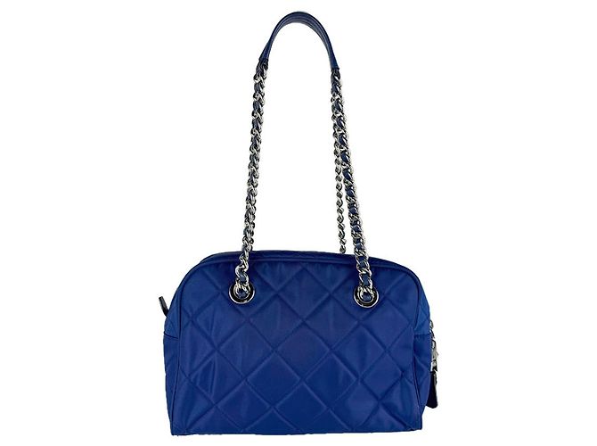 Borsa a tracolla in nylon blu scuro Prada - vista 3