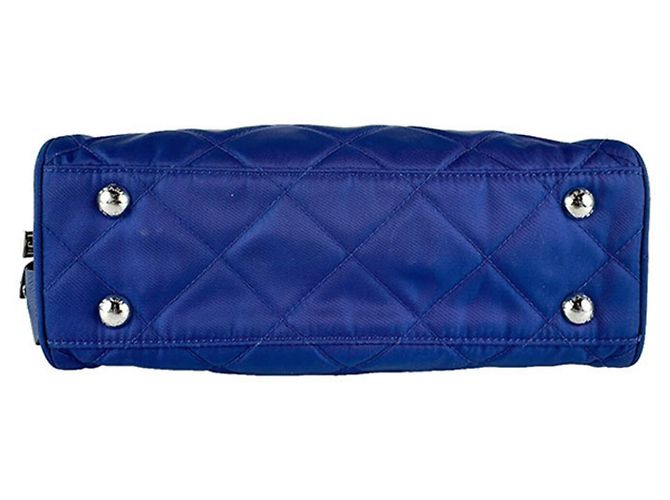 Borsa a tracolla in nylon blu scuro Prada - vista 4
