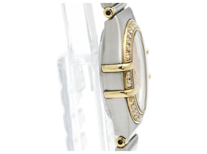 Reloj Omega Constellation Quartz de acero inoxidable y oro amarillo con bisel e índices de diamante y nácar 22 - vista 4