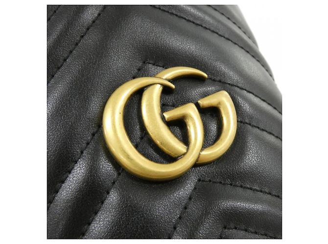 Borsa a tracolla Gucci GG Marmont in pelle nera Nero - vista 4