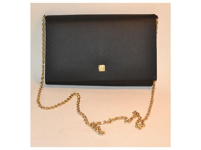 Guy Laroche Pochette negra con cadena dorada y cristales Negro - vista 2