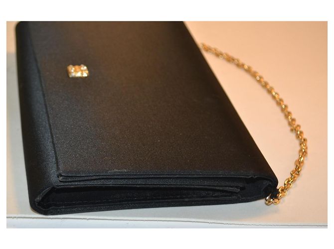 Guy Laroche Pochette negra con cadena dorada y cristales Negro - vista 4