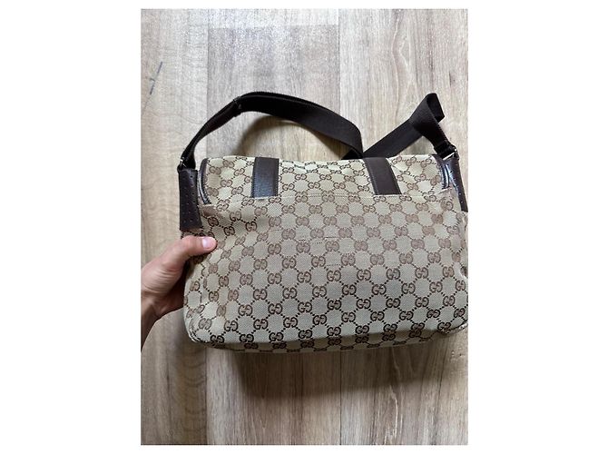 Borsa a Tracolla Gucci GG Supreme Beige Cammello - vista 10