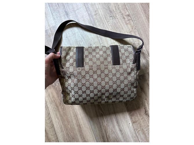 Borsa a Tracolla Gucci GG Supreme Beige Cammello - vista 12