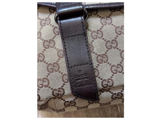 Borsa a Tracolla Gucci GG Supreme Beige Cammello - vista 3