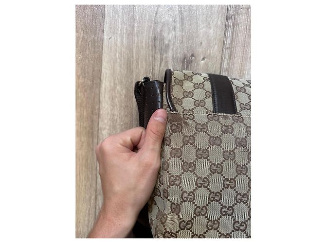 Borsa a Tracolla Gucci GG Supreme Beige Cammello - vista 4