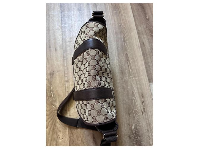 Borsa a Tracolla Gucci GG Supreme Beige Cammello - vista 5