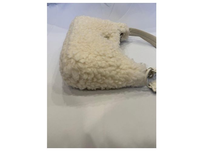 Prada Re-Edition 2000 Borsa in Lana e Cashmere Crudo - vista 5