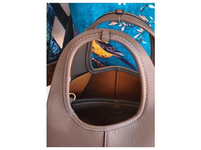 Borsa a tracolla in pelle grigia Coach Marrone Grigio - vista 4