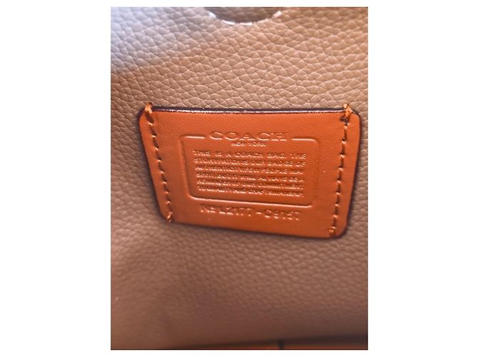 Borsa a tracolla in pelle grigia Coach Marrone Grigio - vista 8