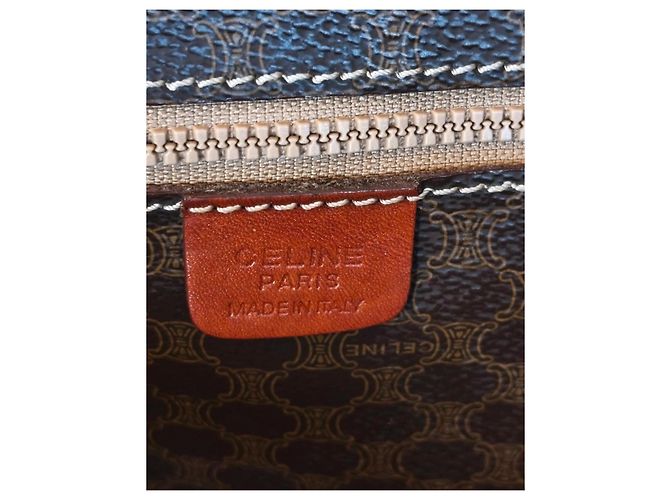 Céline Borsa da viaggio Celine in tela monogram marrone e pelle caramello Monogramma - vista 15