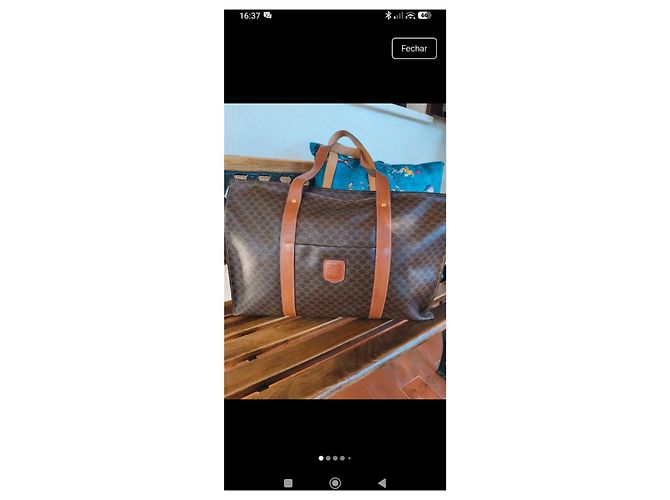 Céline Borsa da viaggio Celine in tela monogram marrone e pelle caramello Monogramma - vista 2