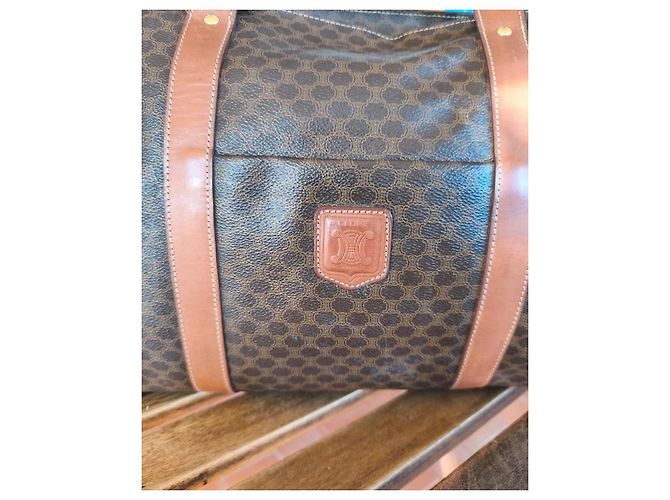 Céline Borsa da viaggio Celine in tela monogram marrone e pelle caramello Monogramma - vista 3