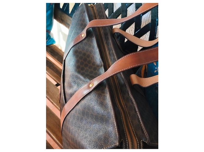 Céline Borsa da viaggio Celine in tela monogram marrone e pelle caramello Monogramma - vista 7