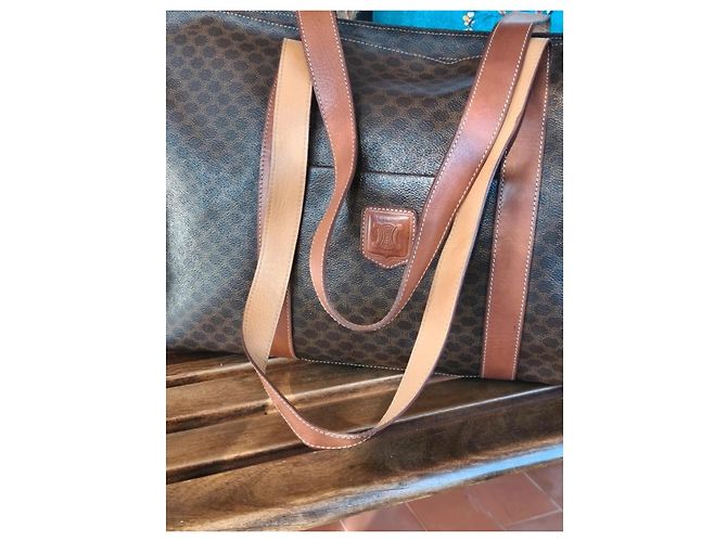 Céline Borsa da viaggio Celine in tela monogram marrone e pelle caramello Monogramma - vista 9
