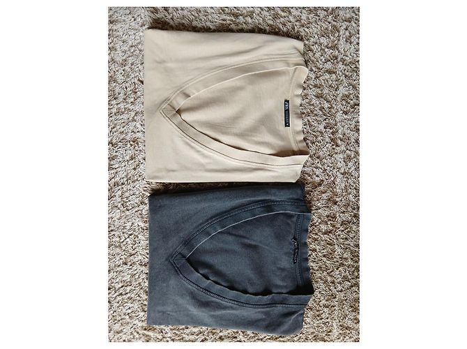Pack de dos camisetas Zara de algodón Beige Gris - vista 2