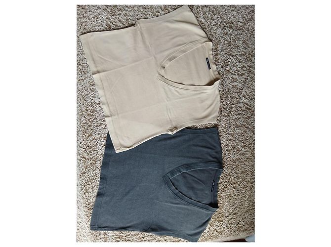 Pack de dos camisetas Zara de algodón Beige Gris - vista 3