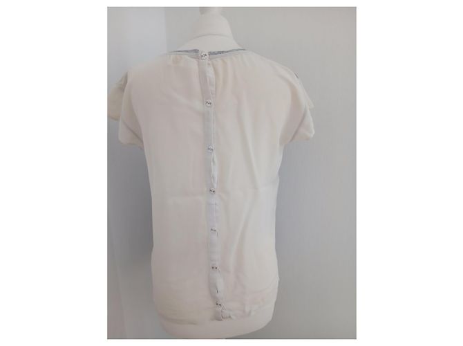 Des Petits Hauts T-shirt de lin e seda cinza e creme Cru - vista 3