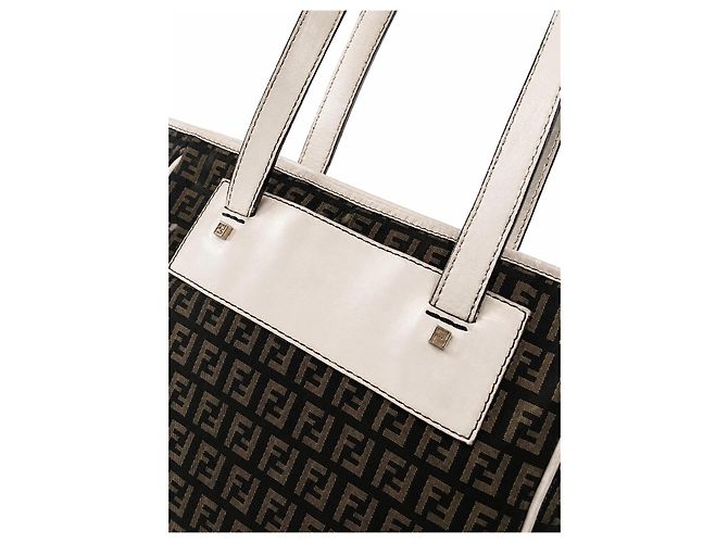 Borsa Fendi Zucca Marrone Bianco - vista 3