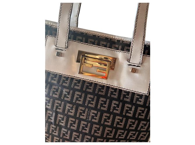 Borsa Fendi Zucca Marrone Bianco - vista 5