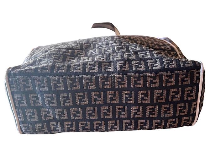 Borsa Fendi Zucca Marrone Bianco - vista 6