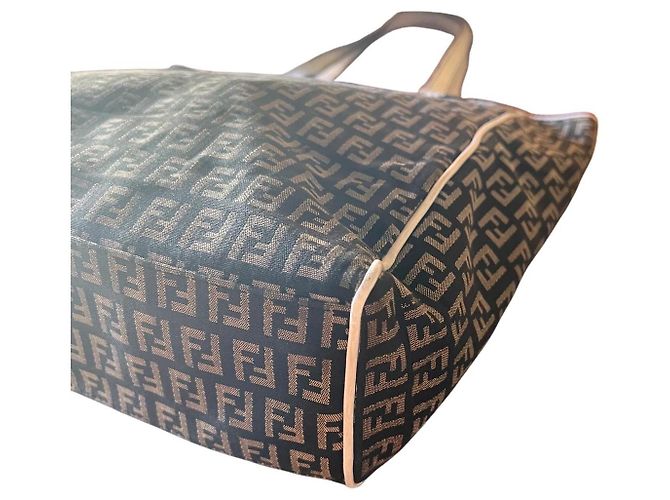 Borsa Fendi Zucca Marrone Bianco - vista 7