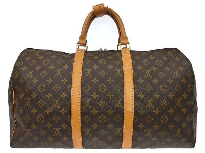 Borsa Keepall Louis Vuitton in tela Monogram 50 Marrone - vista 2