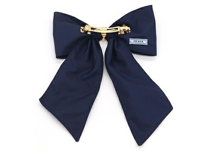 Barrette in nylon TESSUTO blu navy Prada - vista 2