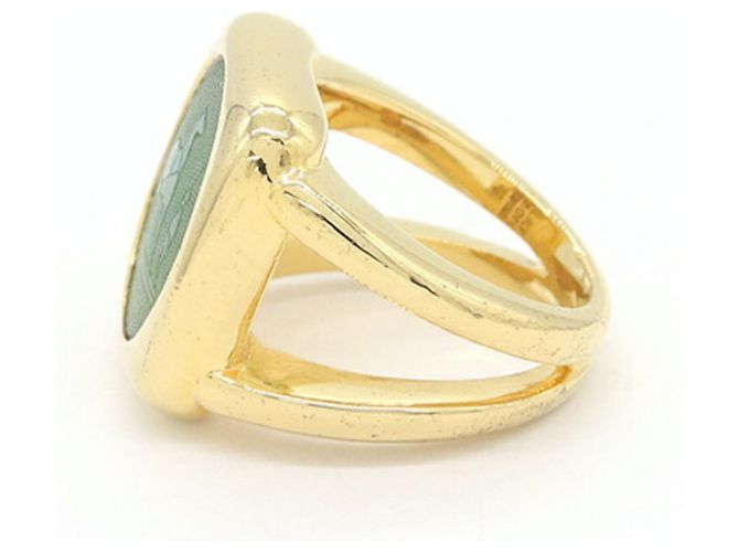 Ring Hermès Anillo de banda de metal y corozo verde Hermes - vista 3