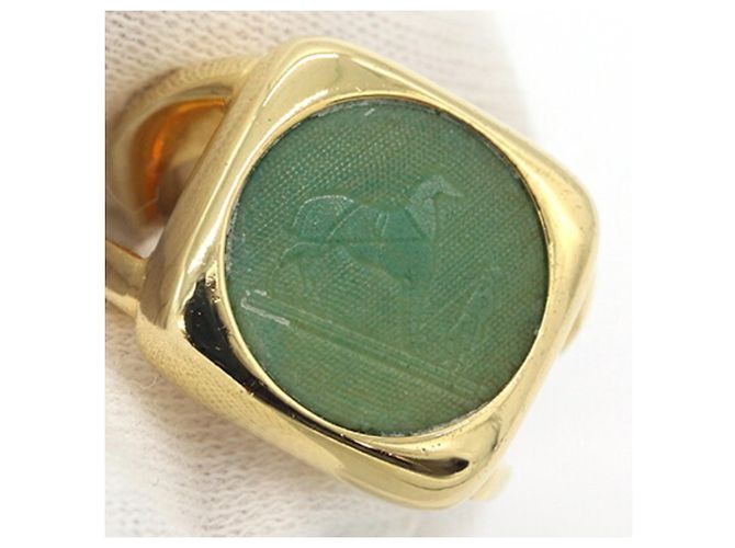 Ring Hermès Anillo de banda de metal y corozo verde Hermes - vista 5