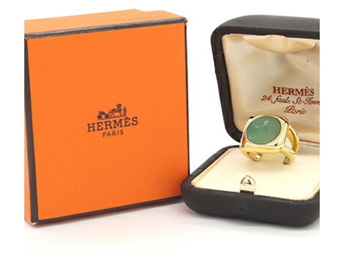 Ring Hermès Anillo de banda de metal y corozo verde Hermes - vista 8