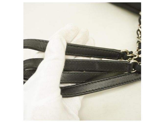 Bolso Tote Chanel Deauville de lona con cadena Beige - vista 8