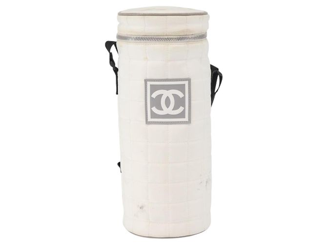 Borsa a tracolla CHANEL Sports Choco Bar Nylon Bianco Argento CC Auth 126116A - vista 2