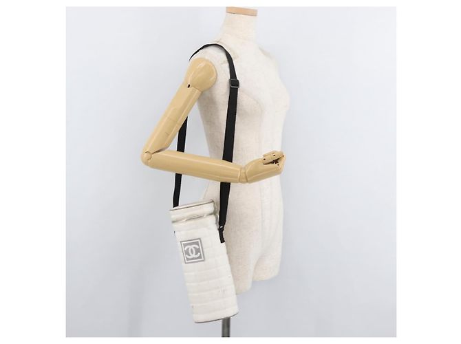 Borsa a tracolla CHANEL Sports Choco Bar Nylon Bianco Argento CC Auth 126116A - vista 24