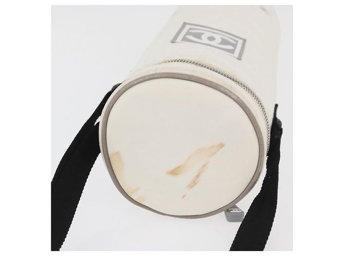 Borsa a tracolla CHANEL Sports Choco Bar Nylon Bianco Argento CC Auth 126116A - vista 9