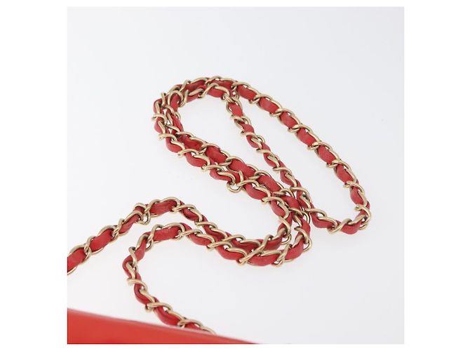 CHANEL Chain Shoulder Wallet Lackleder Orange Gold CC Auth 130637 Golden - Ansicht 10