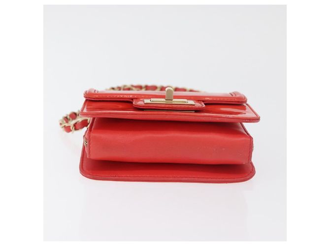 CHANEL Chain Shoulder Wallet Lackleder Orange Gold CC Auth 130637 Golden - Ansicht 11