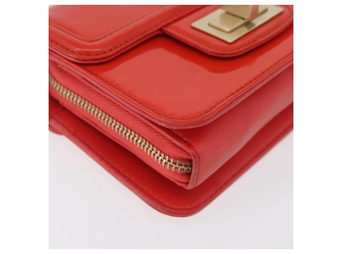 CHANEL Chain Shoulder Wallet Lackleder Orange Gold CC Auth 130637 Golden - Ansicht 12