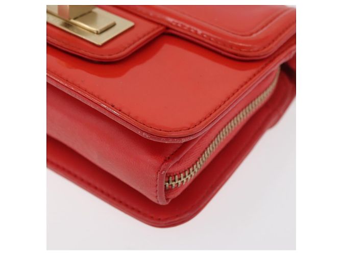 CHANEL Chain Shoulder Wallet Lackleder Orange Gold CC Auth 130637 Golden - Ansicht 13