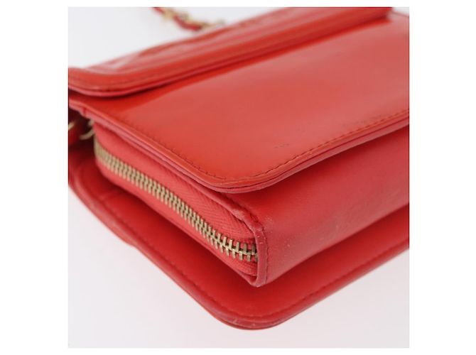 CHANEL Chain Shoulder Wallet Lackleder Orange Gold CC Auth 130637 Golden - Ansicht 14