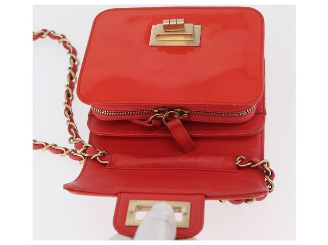 CHANEL Chain Shoulder Wallet Lackleder Orange Gold CC Auth 130637 Golden - Ansicht 17