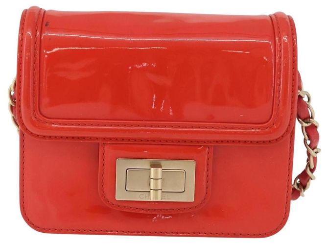CHANEL Chain Shoulder Wallet Lackleder Orange Gold CC Auth 130637 Golden - Ansicht 2