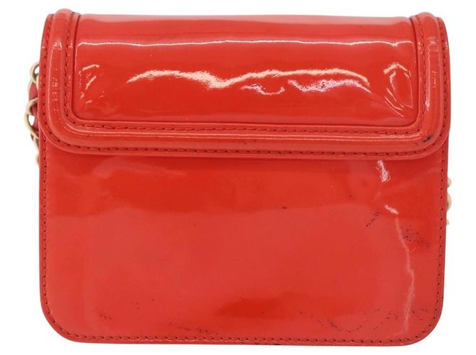 CHANEL Chain Shoulder Wallet Lackleder Orange Gold CC Auth 130637 Golden - Ansicht 3