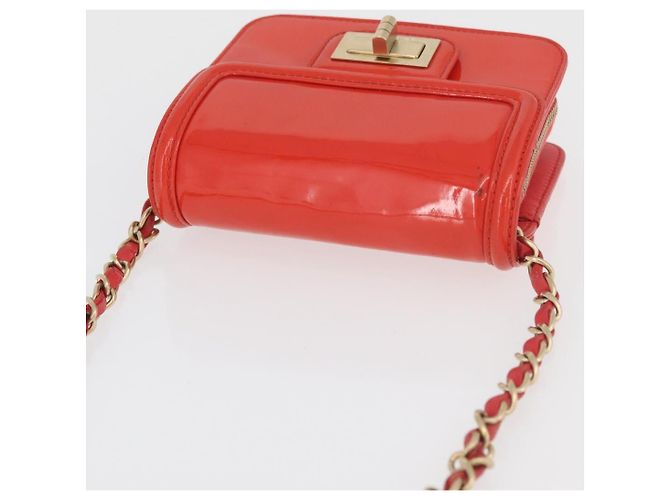 CHANEL Chain Shoulder Wallet Lackleder Orange Gold CC Auth 130637 Golden - Ansicht 7