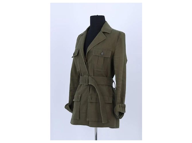 Saint Laurent Chaqueta de algodón caqui - vista 2