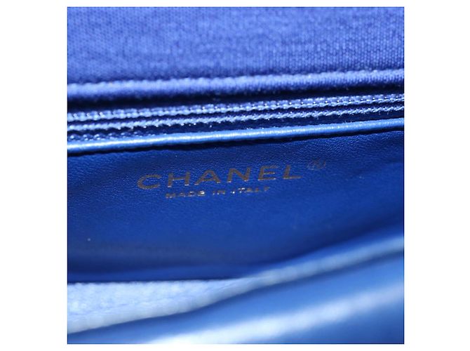 CHANEL Diana Matelasse Chain Shoulder Bag Canvas Blue Gold CC Auth 70391SAM D'oro - vista 10