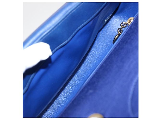 CHANEL Diana Matelasse Chain Shoulder Bag Canvas Blue Gold CC Auth 70391SAM D'oro - vista 11