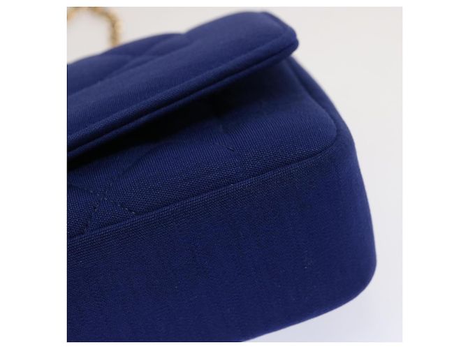CHANEL Diana Matelasse Chain Shoulder Bag Canvas Blue Gold CC Auth 70391SAM D'oro - vista 14