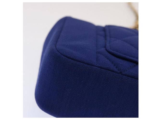 CHANEL Diana Matelasse Chain Shoulder Bag Canvas Blue Gold CC Auth 70391SAM D'oro - vista 15