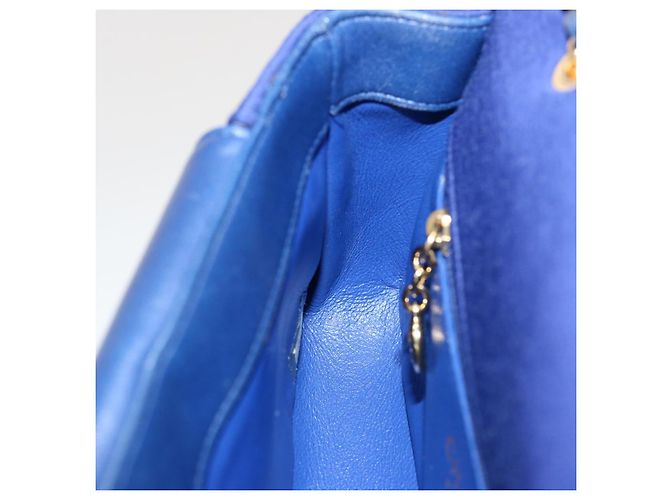 CHANEL Diana Matelasse Chain Shoulder Bag Canvas Blue Gold CC Auth 70391SAM D'oro - vista 17